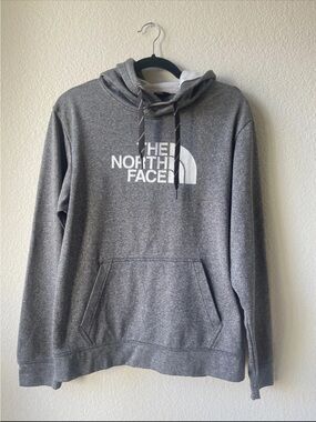 The North Face Men's Heather Gray Pullover Hoodie with White Logo